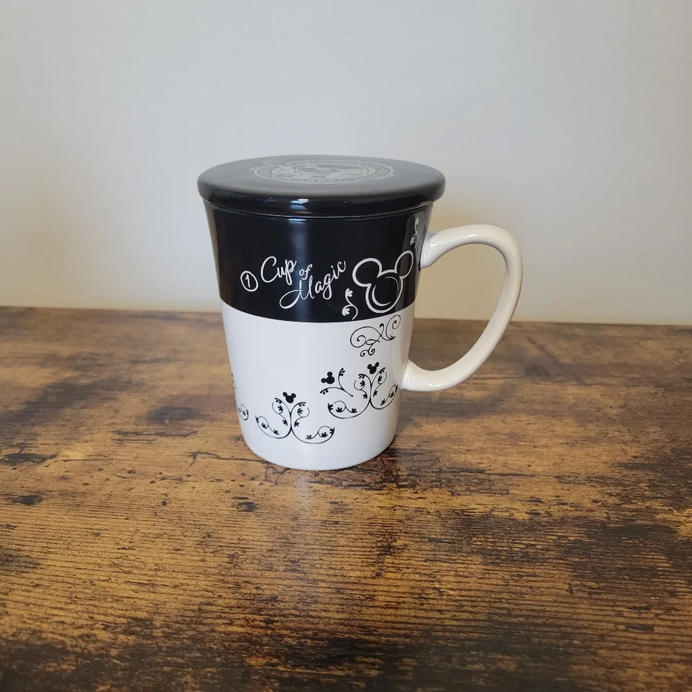 Disney Parks Cup of Magic Black and White Mug with Lid